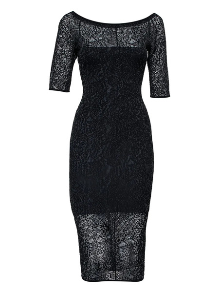  Alexandre Vauthier Vestido Midi Semitranslúcido - Negro 