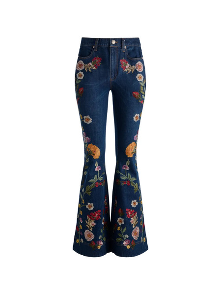  Alice + Olivia Vaqueros Beautiful Con Bordado Floral - Azul 