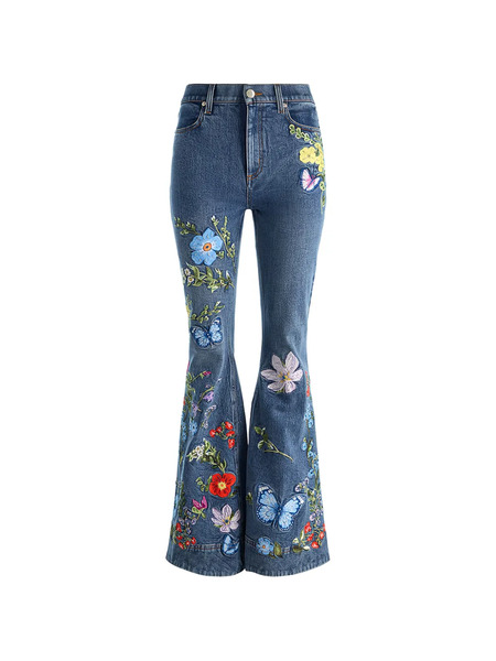  Alice + Olivia Vaqueros Con Mariposa Bordada - Azul 
