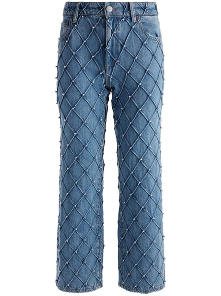  Alice + Olivia Vaqueros Weezy Capri Acolchados - Azul 