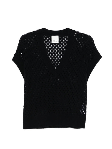  Allude Top Con Cuello En V - Azul 