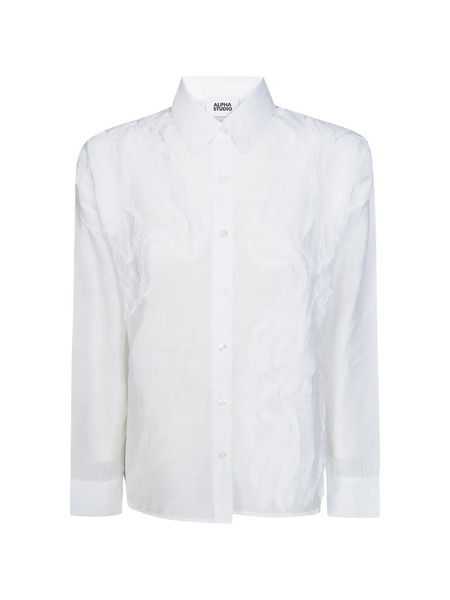  Alpha Studio Camisa Voile Con Volantes - Blanco 