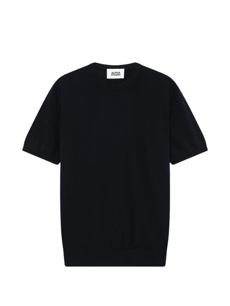  Alpha Studio Camiseta Con Ribete De Canalé - Azul 