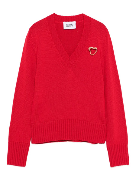  Alpha Studio Jersey Con Detalle De Corazón - Rojo 