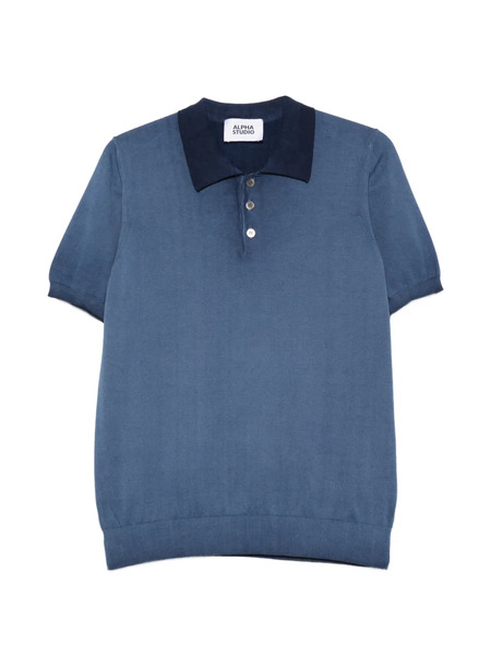 Alpha Studio Polo Con Botón En El Cuello - Azul 