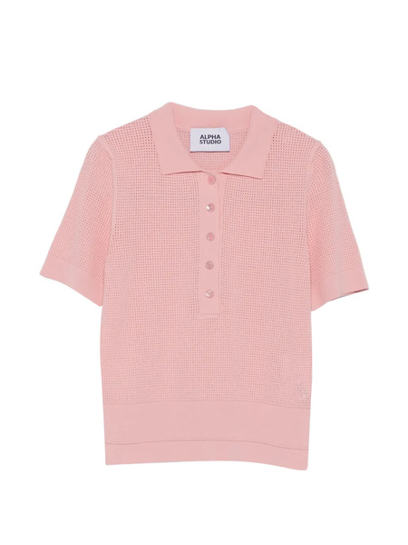  Alpha Studio Polo De Puntos Con Botones - Rosa 