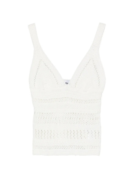  Alpha Studio Top Con Cuello En V - Blanco 