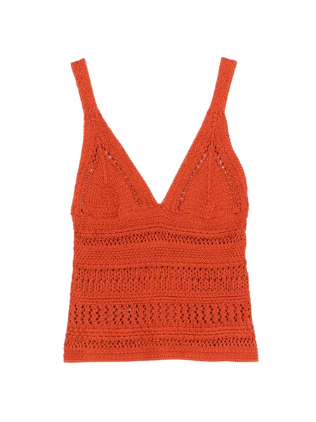  Alpha Studio Top De Ganchillo Rustic Elegance - Naranja 