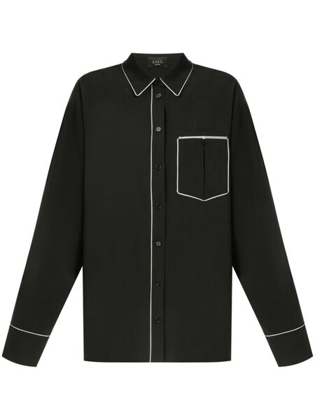  A.m.g. Camisa Con Ribete En Contraste - Negro 
