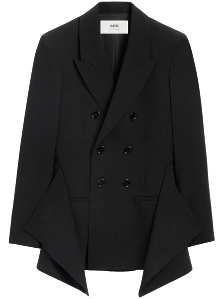  Ami Paris Blazer Con Panel Drapeado - Negro 