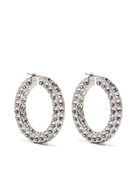  Amina Muaddi Pendientes Jahleel Con Detalles De Cristal - Plateado 