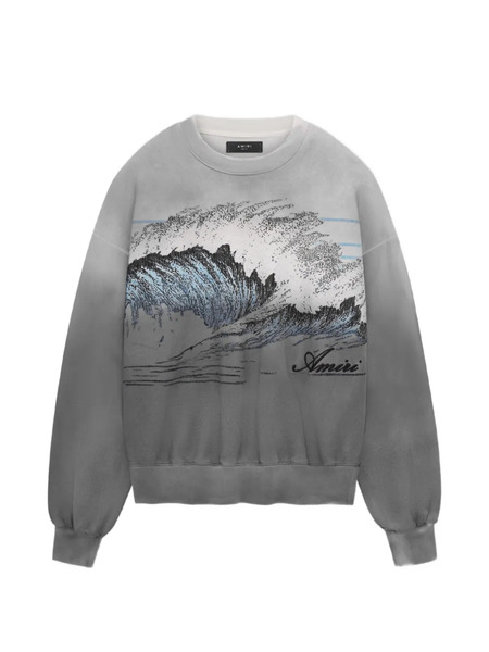  Amiri Sudadera Oversize Con Estampado Wave - Gris 