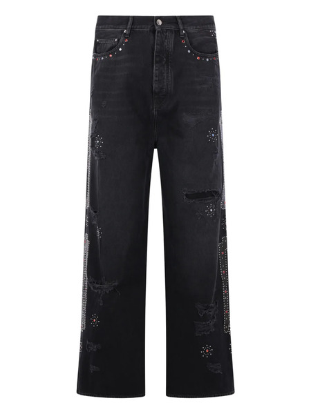  Amiri Vaqueros Anchos Con Apliques - Negro 