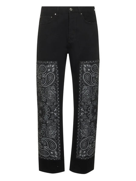  Amiri Vaqueros Con Panel De Bandana - Negro 