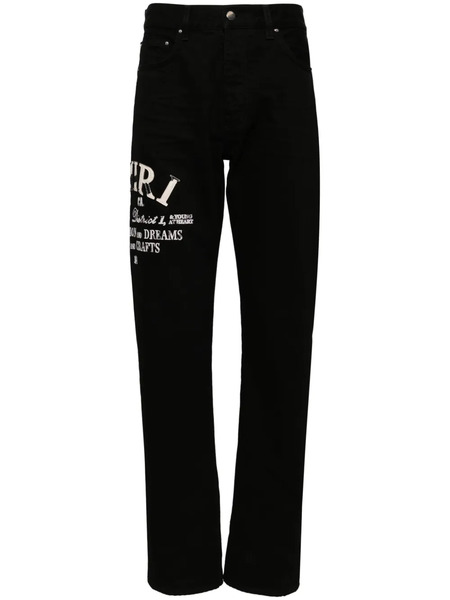  Amiri Vaqueros Rectos Con Aplique Del Logo - Negro 