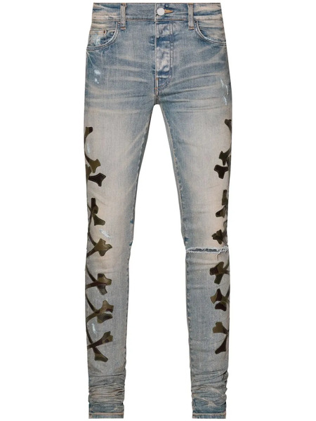  Amiri Vaqueros Skinny Camo Bones - Azul 