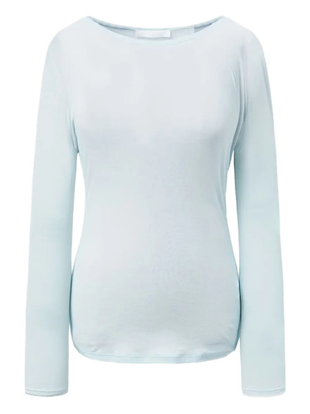  Amomento Top Con Cuello Barco - Azul 