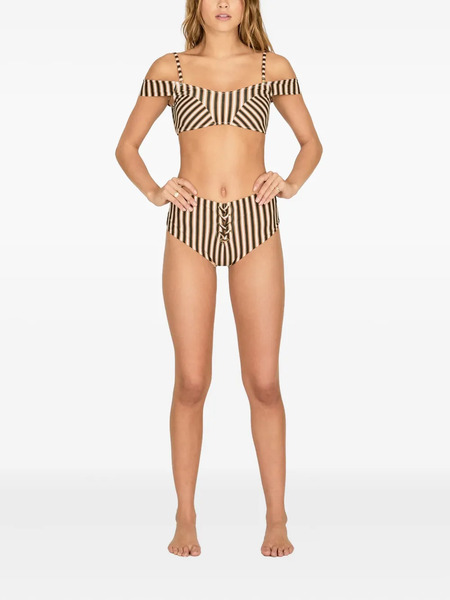  Amuse Bikini A Rayas Con Cordones - Marrón 