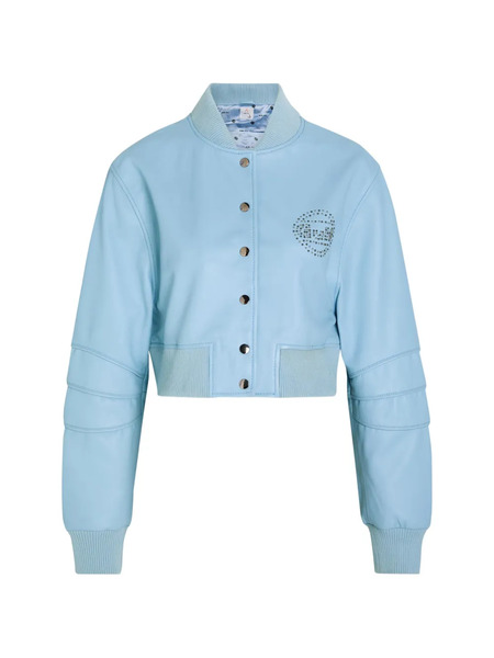  An-y1 Queen Cropped Bomber Jacket - Azul 