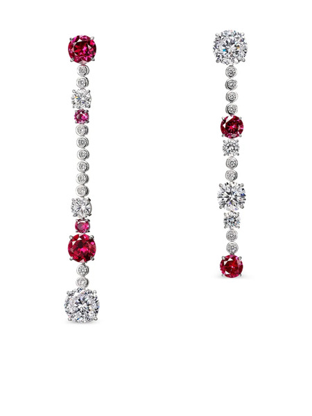  Anabela Chan Pendientes Garden & Time Morse Code En Oro Blanco De 14 Ct Y Rodio Vermeil Con Rubí Y Diamantes - Plateado 