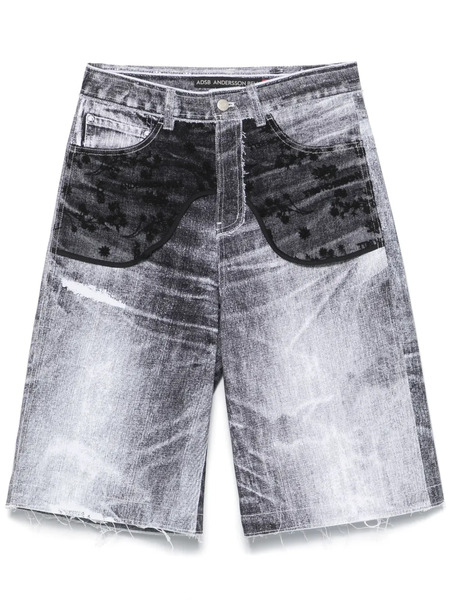  Andersson Bell Pantalones Vaqueros Cortos Con Paneles De Encaje - Blanco 