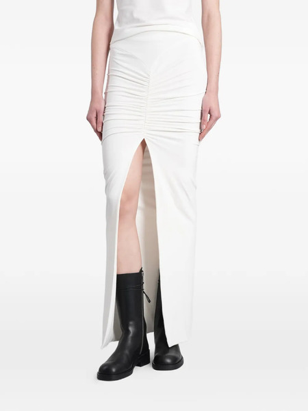  Angelica Montini Studios Falda Larga Lana Fruncida - Blanco 