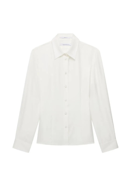  Another Tomorrow Blusa Ajustada De Seda - Blanco 