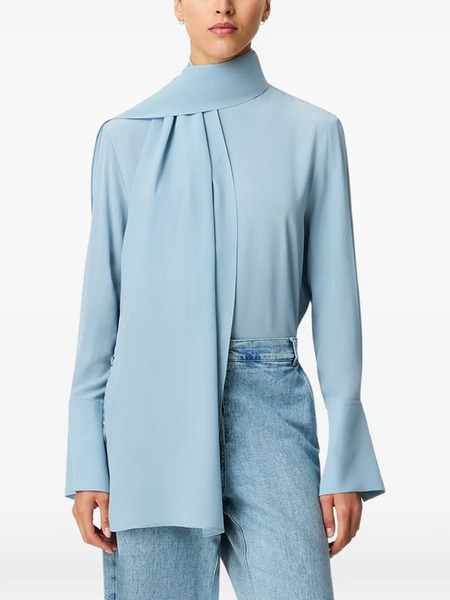  Another Tomorrow Blusa Con Lazo Característico - Azul 