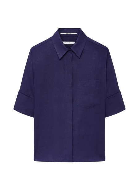  Another Tomorrow Blusa Con Puños Franceses - Azul 