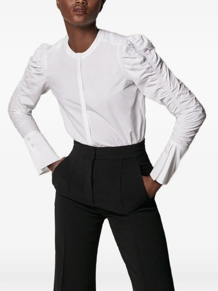  Another Tomorrow Blusa De Manga Fruncida - Blanco 