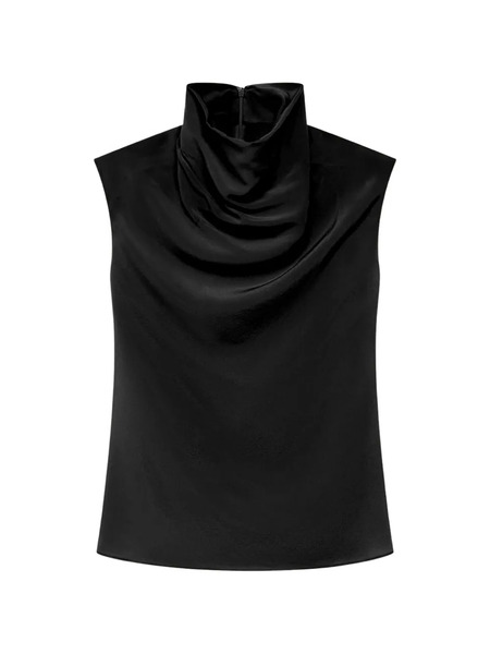  Another Tomorrow Top Drapeado Con Cuello Desbocado - Negro 