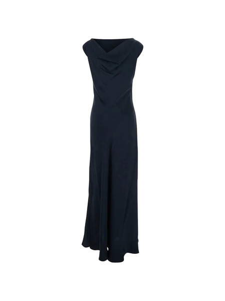  Antonelli Vestido Largo Con Cuello Drapeado - Azul 