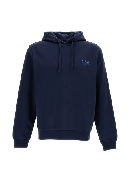  A.p.c. Logo-embroidered Drawstring Hoodie - Azul 