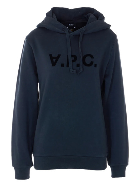  A.p.c. Sudadera De Terciopelo Con Capucha Y Logo - Azul 