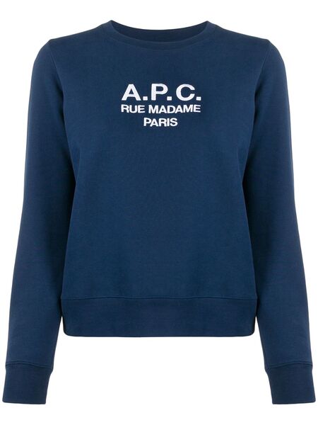  A.p.c. Sudadera Tina Con Logo Bordado - Azul 