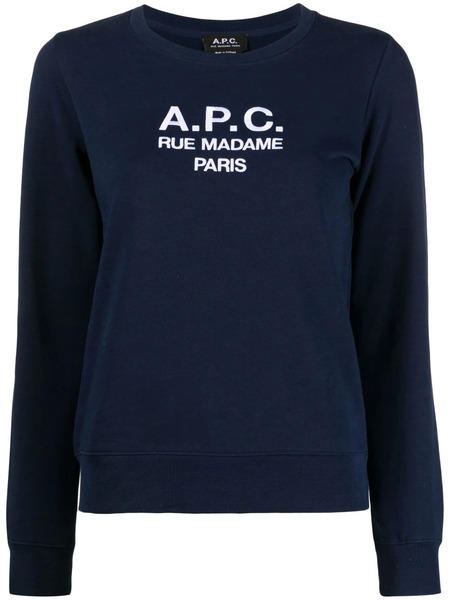  A.p.c. Sudadera Tina Con Logo Bordado - Azul 