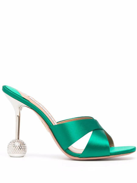  Aquazzura Mules Yes Darling Con Tacón De 95mm - Verde 