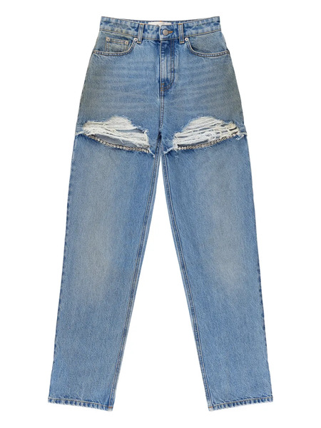 Area Pantalones Con Detalle Deshilachado - Azul 