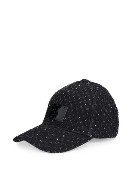  Armani Exchange Bouclé Logo-patch Baseball Cap - Negro 