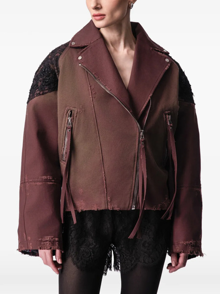  Article Ten Chaqueta Con Panel De Encaje - Marrón 