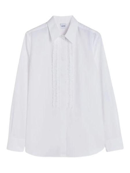  Aspesi Camisa De Algodón Con Volantes - Blanco 