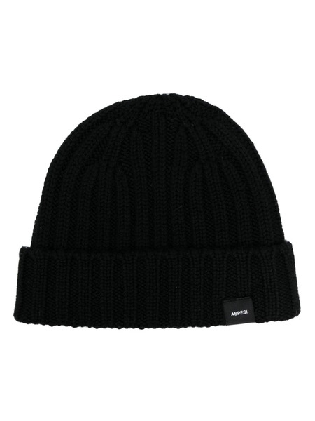  Aspesi Gorro Con Parche Del Logo - Negro 