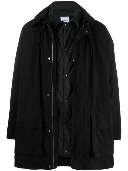  Aspesi Parka Larga Con Doble Capa - Negro 