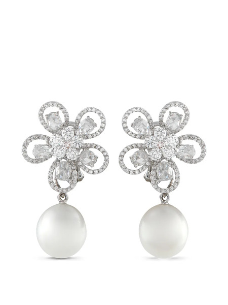  Assael Pendientes De Clip Con Perla Y Diamante - Plateado 