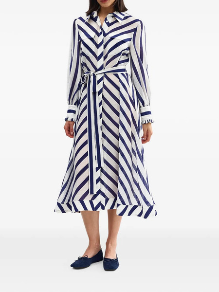  Aston Studio Vestido Yasmine Midi A Rayas - Azul 