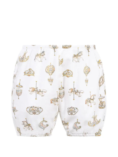 Atelier Choux Bermudas De Algodón Con Carrusel Estampado - Blanco 