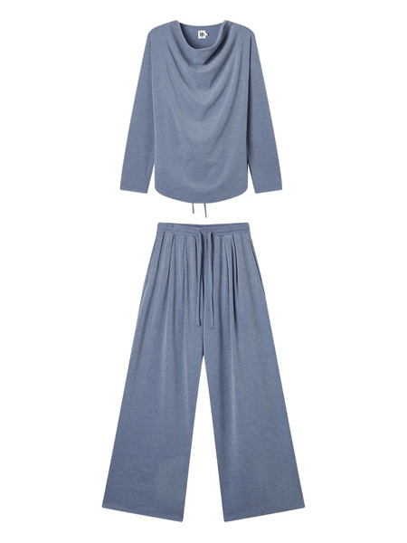  B+ab Conjunto De Top Y Pantalones Con Cintura Lazada - Azul 