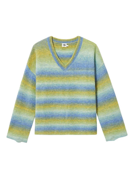  B+ab Jersey A Rayas Con Cuello En V - Azul 