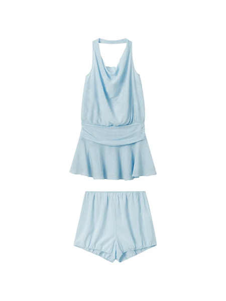  B+ab Set De Shorts Con Cuello Desbocado - Azul 