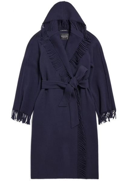  Balenciaga Abrigo Con Flecos - Azul 